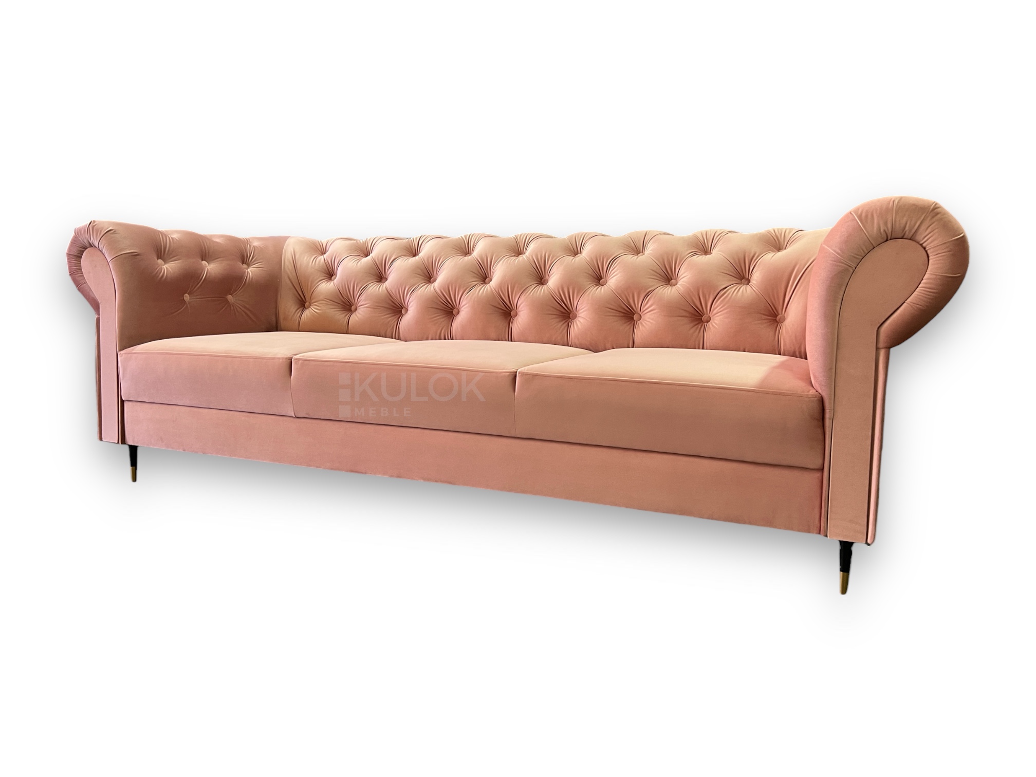 Luksusowy Design - Sofa Welurowa na Wysokich Nogach